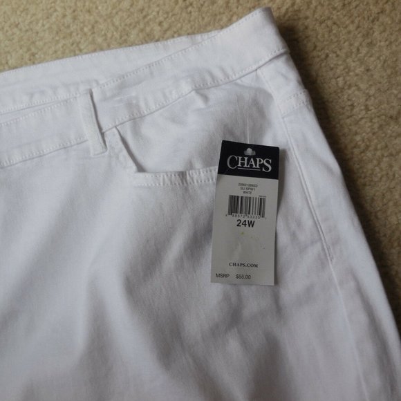 Chaps Pants & Jumpsuits Chaps White Cuffed Twill Capri Pants Plus